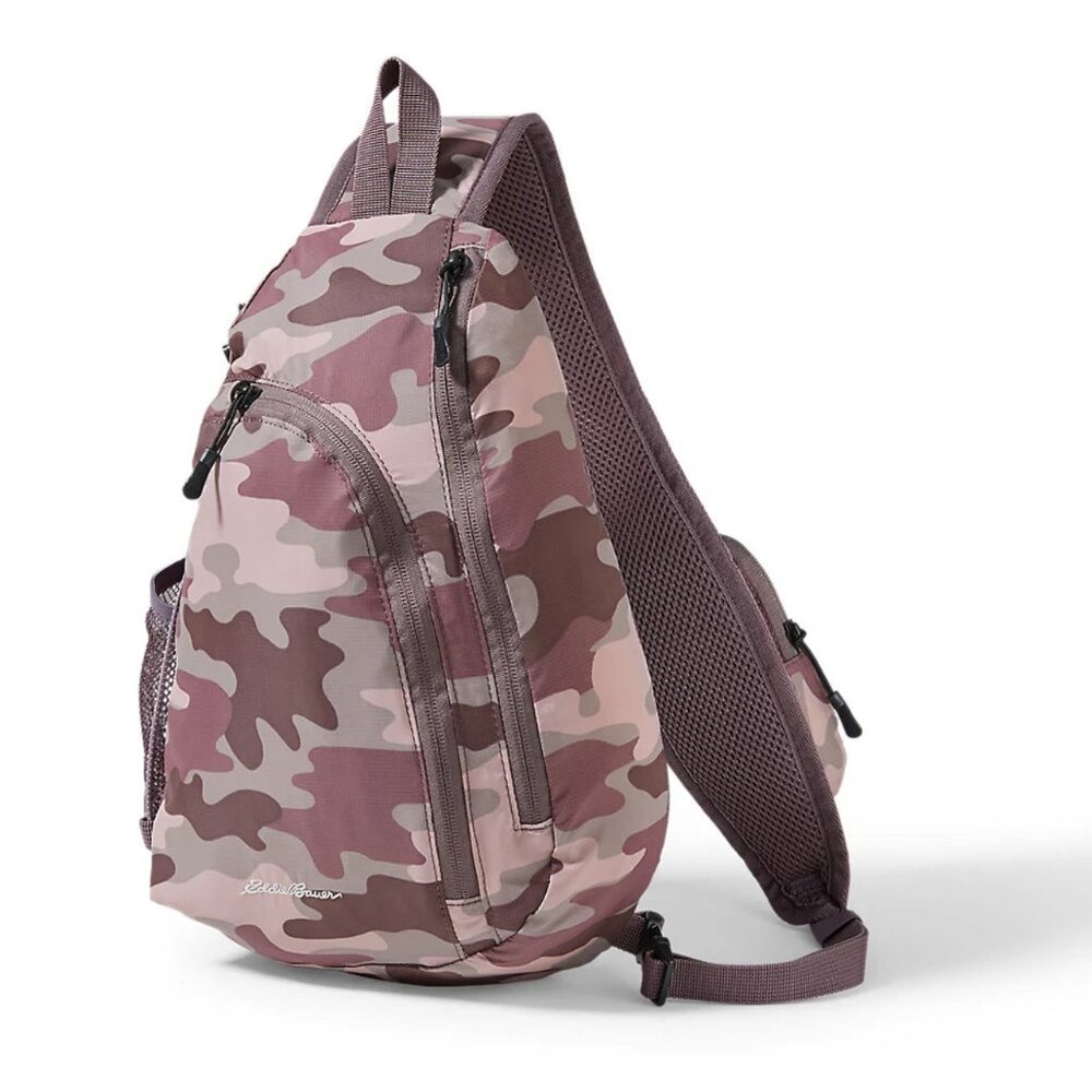 New Eddie Bauer Ripstop Slingpack Bag Misty Rose Camo Pink Gray NWT